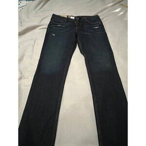 Hollister Dark Wash Distressed Jeans Size 32x32 Skinny Button Closure New w/ tag